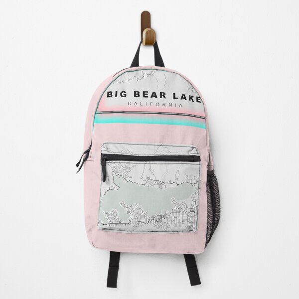 Item preview, Minimalist Pastel Pink Blue Big Bear Lake Map designed and sold by Tamas Das.