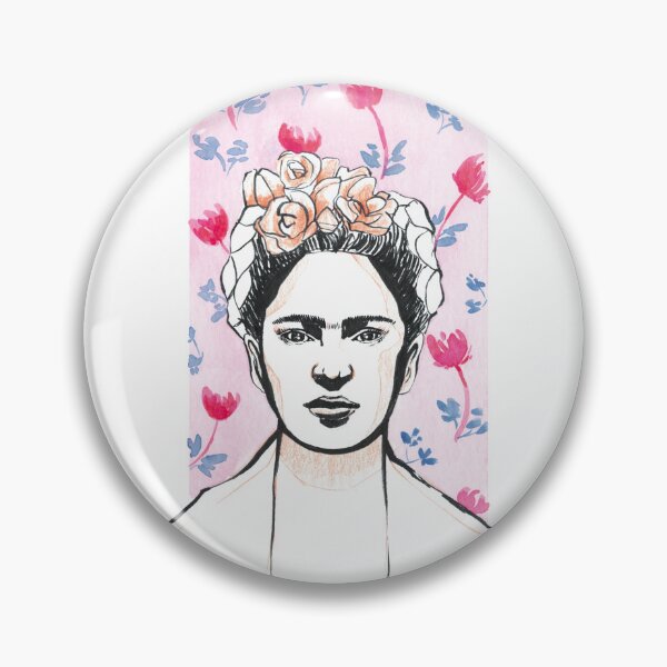 Item preview, Floral Frida Kahlo acuarela retrato flor rosa y azul designed and sold by SoatCreation.