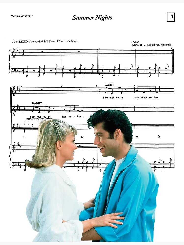 "Grease Summer Nights Sheet Music" Photographic Print for Sale by