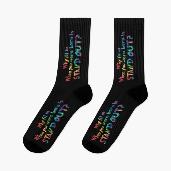 Item preview, Why Fit in When You Were Born to Stand Out? Pride Rainbow text designed and sold by MunsyArt.