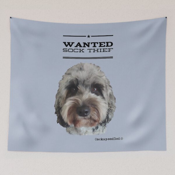 Item preview, Cockapoo / Doodle Dog Sock Thief designed and sold by Happy Dog Doodles.