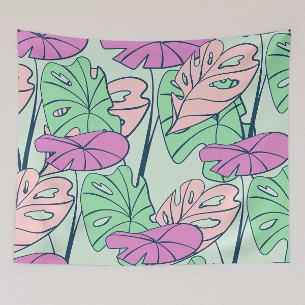 Item preview, Colorful Tropical Philodendron Monstera on Light Shade Green designed and sold by GraphicsClub.