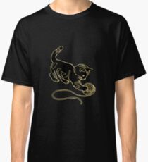Gold Foil Cat Playing with Yarn Design Classic T-Shirt