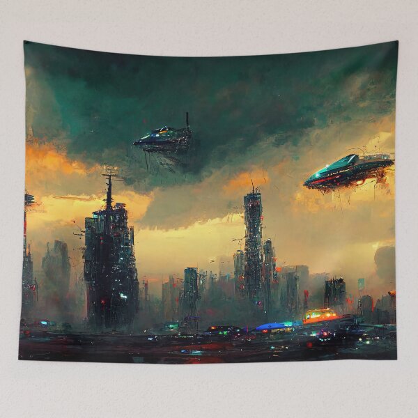 Item preview, Flying to the Infinite City designed and sold by AM FineArtPrints.
