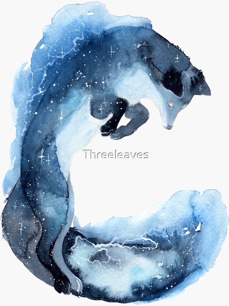 Thumbnail 3 of 3, Sticker, Jumping Galaxy Fox designed and sold by Threeleaves.