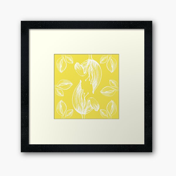 tulip line pattern yellow Framed Art Print