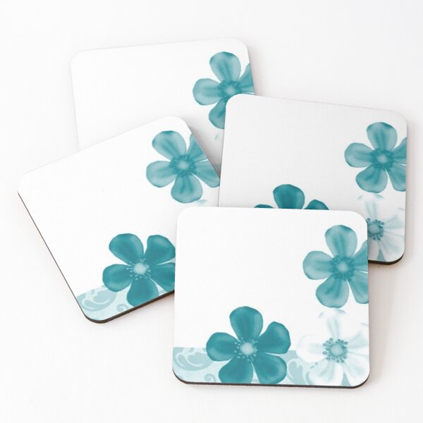 Item preview, Retro 70s Flowers Turquoise designed and sold by SaraValor.
