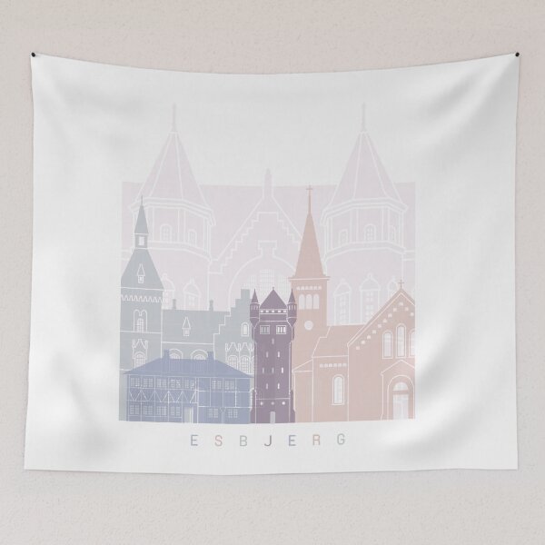 Item preview, ESBJERG SKYLINE POSTER PASTEL designed and sold by paulrommer.
