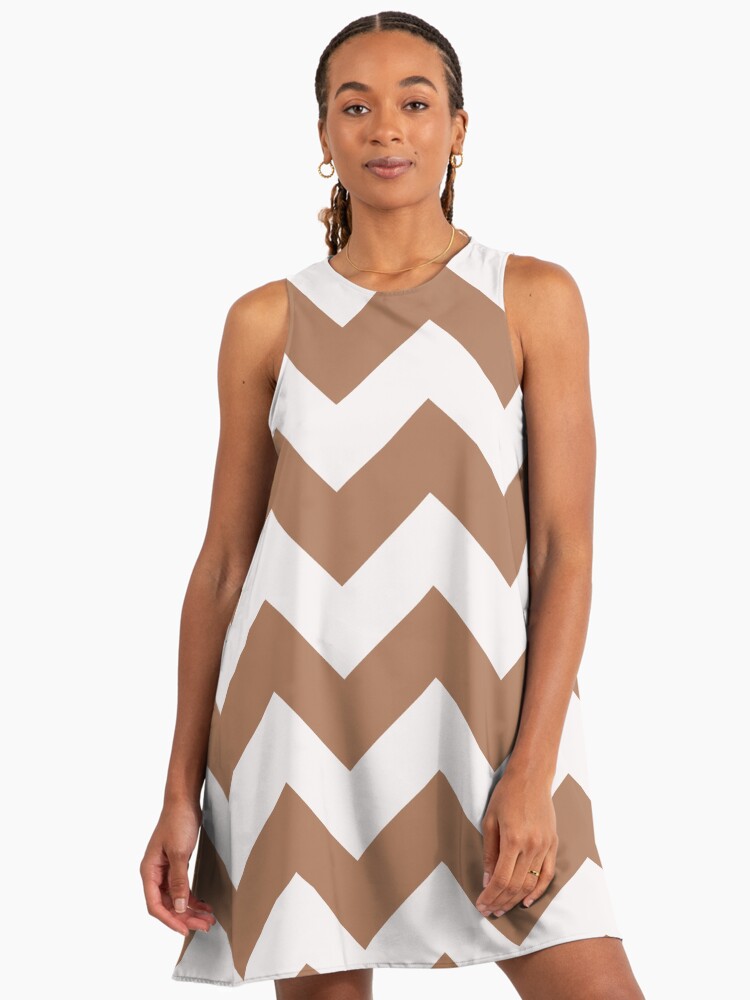 Brown and white zigzag lines" A-Line Dress for Sale by Sharon111 | Redbubble