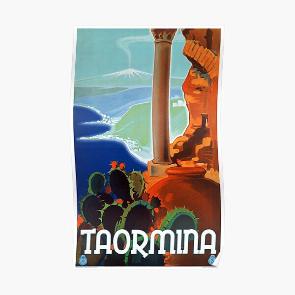 COASTAL THEATER RUINS OF TAORMINA SICILY ITALY PAINTING ART REAL CANVAS PRINT