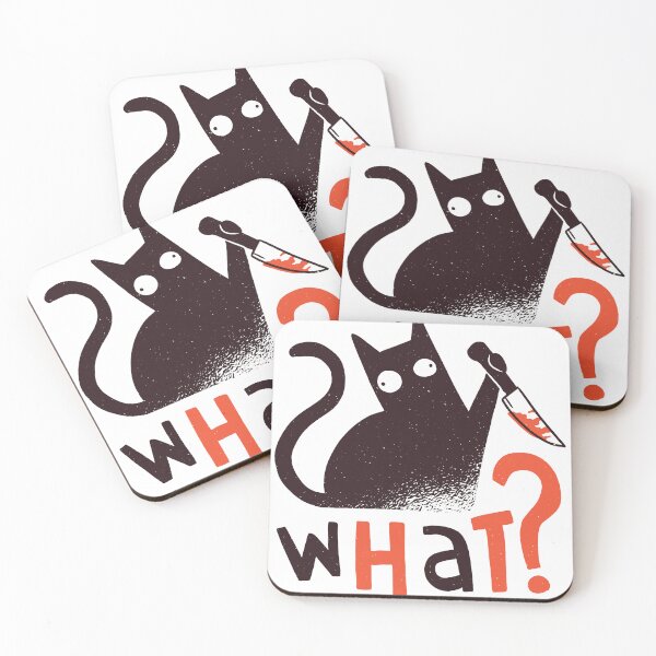 Item preview, Cat What? Funny Black Cat , Murderous Cat With Knife designed and sold by 1White-Rabbit.