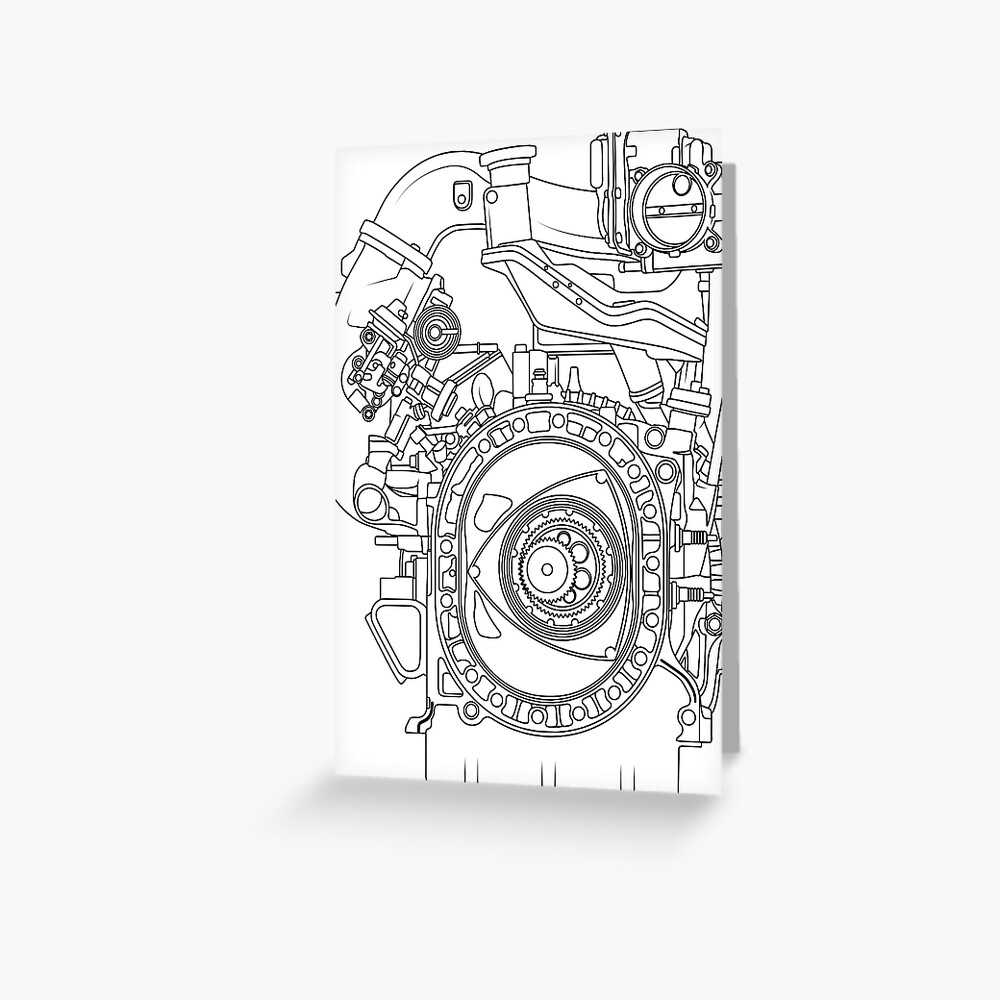 "Mazda RX7 FC FD RX8 engine Vankel rotary engine blueprint" Greeting