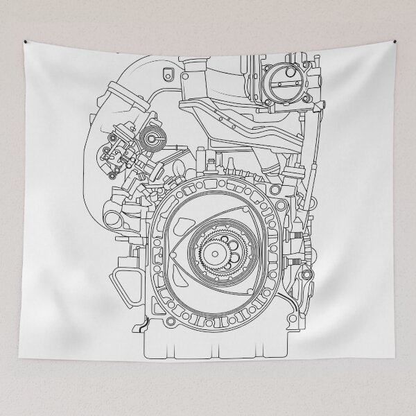 Item preview, Mazda RX-7 FC FD RX-8 engine Vankel rotary engine blueprint text designed and sold by Dygus.ART.
