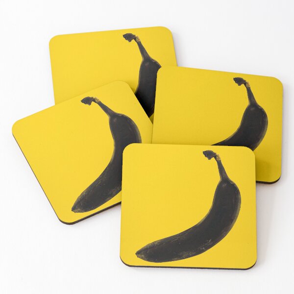 Item preview, abstract, reverse image, bad banana gone black on a yellow background designed and sold by ydsdesigns.