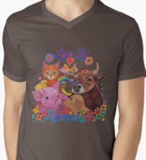 Liebe alle Tiere T-Shirt mit V-Ausschnitt