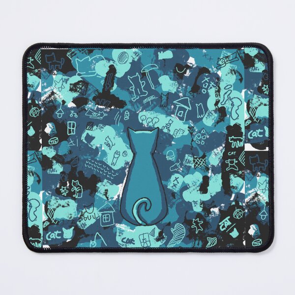 Item preview, cat abstract background (dark cyan) designed and sold by amanjabal.