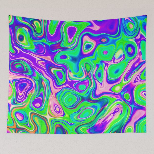 Item preview, Psychedelic Liquid Swirl - Green and Purple designed and sold by TotallyRetroArt.