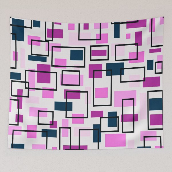 Item preview, Retro Inspired Squares - Pink, Navy Blue, Fuchsia designed and sold by TotallyRetroArt.