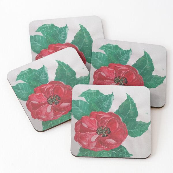 Item preview, Red flower paintings with leaves  designed and sold by Nature  Nblossom.