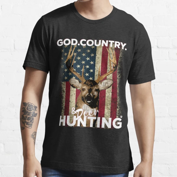 God Country and Deer Hunting American Flag Whitetail Buck Design