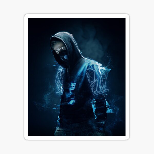 Alan Walker - Blue Spack Background with Hoodie On