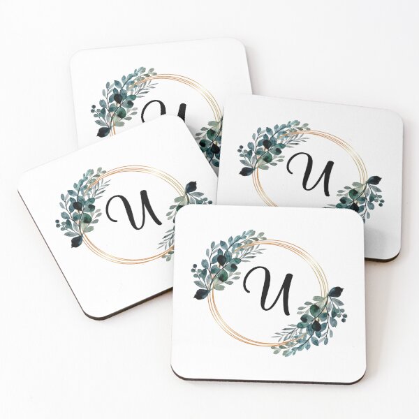 Item preview, Monogram Letter U | Laurels with Gold Borders designed and sold by JustSeasons.