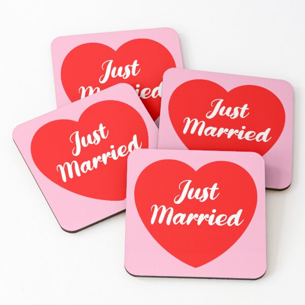 Item preview, Just Married Wedding Red Heart Honeymoon Gift on Pink designed and sold by OneThreeSix.