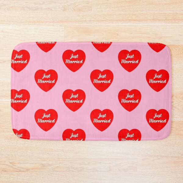 Item preview, Just Married Wedding Red Heart Honeymoon Gift on Pink designed and sold by OneThreeSix.