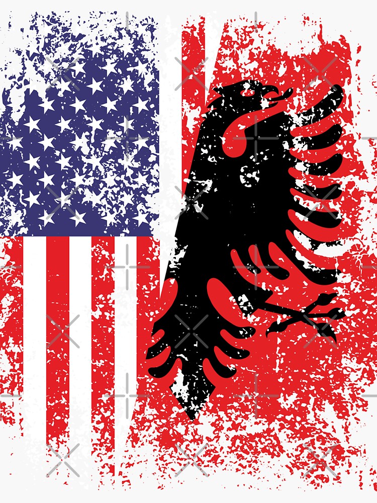 "Albanian American Flag Outfit Patriotic USA Albania Flag" Sticker for