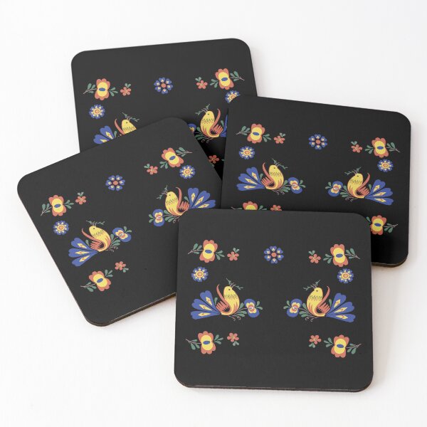 Item preview, Straznice folklore bird pattern 2 black background designed and sold by Folkiestore.