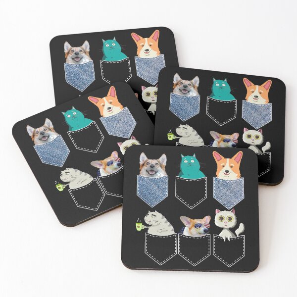 Item preview, Cats & Corgis in Pockets Funny Kawaii Anime Cat & Dog Lovers designed and sold by r-silver.