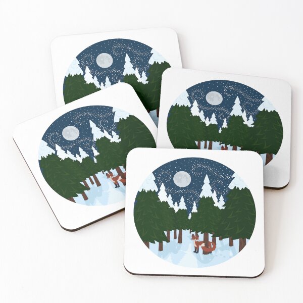 Item preview, Fox in snowy woods at night designed and sold by erinpbo.