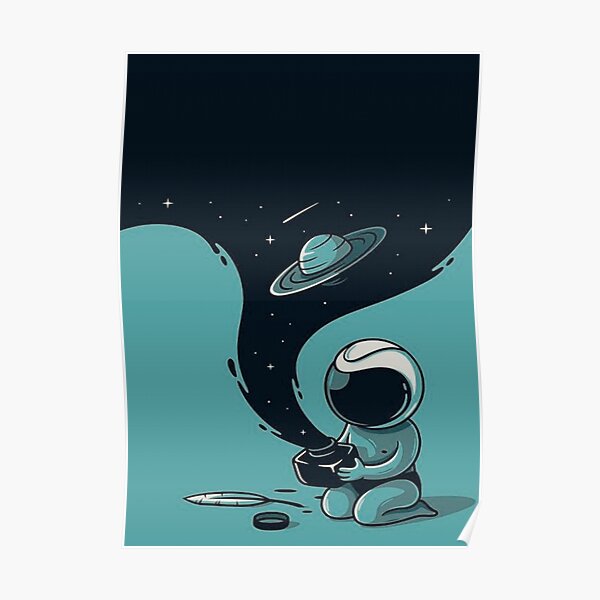 Copy of Copy of Copy of  Cute Astronaut design with flowers In Space  Poster