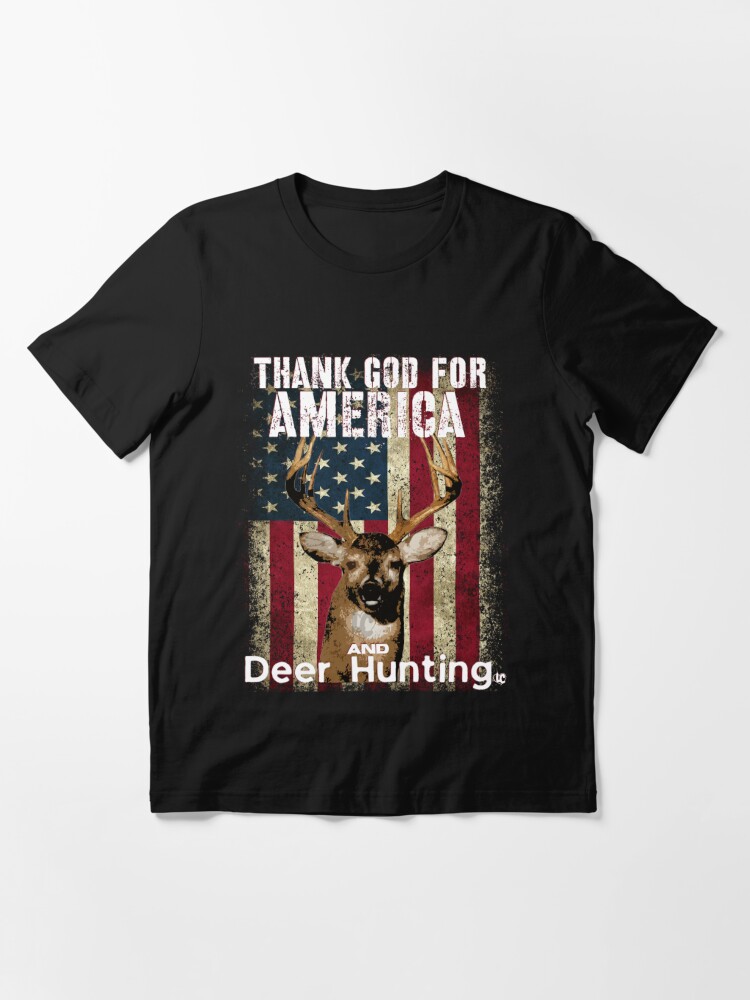 Deer Hunting American Flag Whitetail Buck (on back) T-Shirt