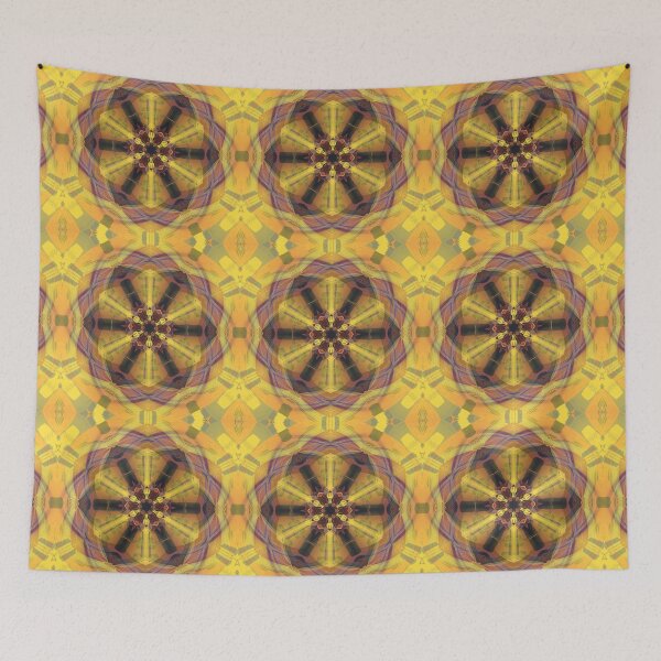 Item preview, bright orange gold kaleidoscopic pattern and hexagonal design designed and sold by mister-john.