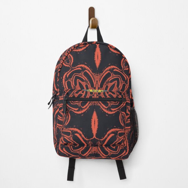 Artikelvorschau, Blumenphantasie leuchtend orangefarbenes Gold und schwarzes kaleidoskopisches sechseckiges Design entworfen und verkauft von mister-john.
