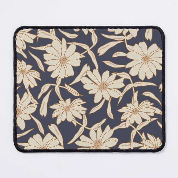 Item preview, cream flowers on dusky dark blue designed and sold by quinnhopp.