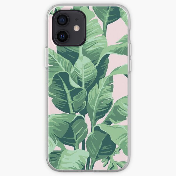 Beverly Hills Palm Leaf Banana Print Pink iPhone Soft Case