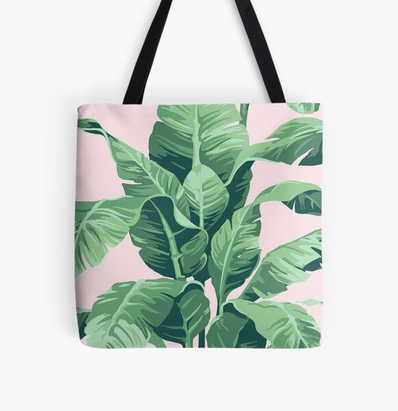 Beverly Hills Palm Leaf Banana Print Pink All Over Print Tote Bag