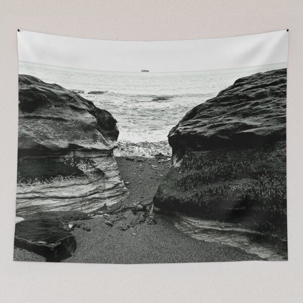Item preview, Rocky Dysart beach in black and white  designed and sold by S-and-W-4ever.