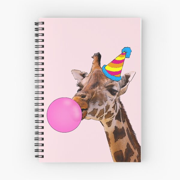 Item preview, Funny Giraffe with party hat and pink bubble gum (pink) designed and sold by Madame Memento.