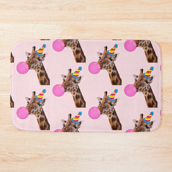 Item preview, Funny Giraffe with party hat and pink bubble gum (pink) designed and sold by Madame Memento.