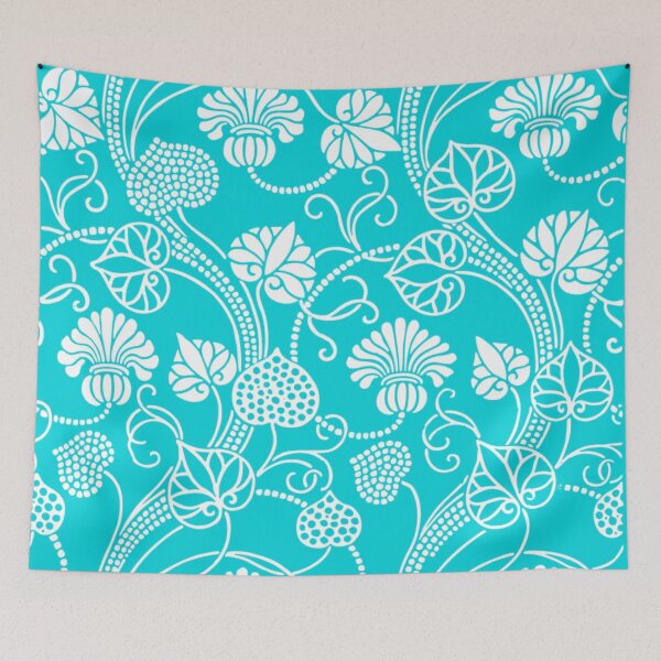 Item preview, Turquoise Vintage Inspired Floral designed and sold by TotallyRetroArt.