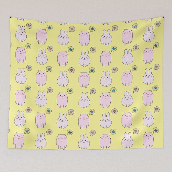 Item preview, cute rabbit and pig,funny doodle  designed and sold by NaumStock.
