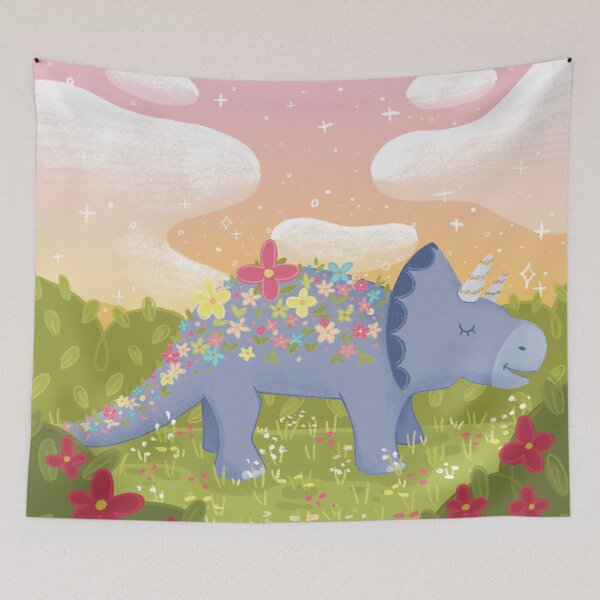 Item preview, Flower Triceratops Illustration designed and sold by SleepyLilSloth.