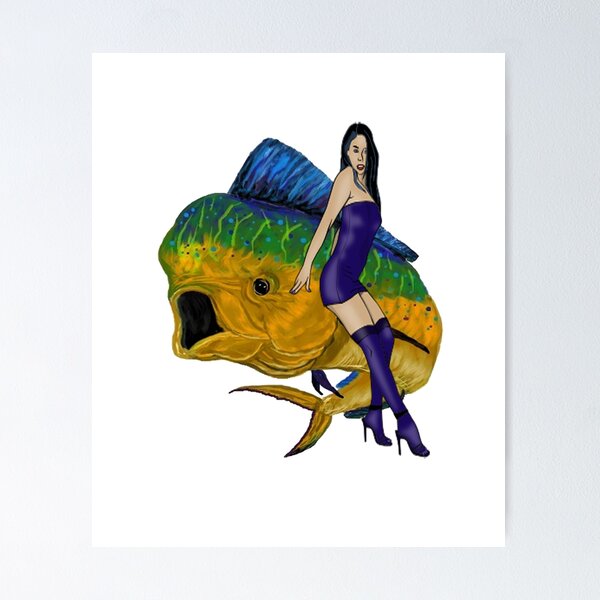 Tarpon Rider pinup girl riding a tarpon Art Print for Sale by Mary Tracy