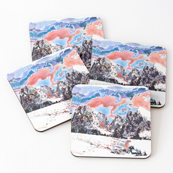 Item preview, Switzerland Alps snow scene watercolor painting designed and sold by rfoxphoto.