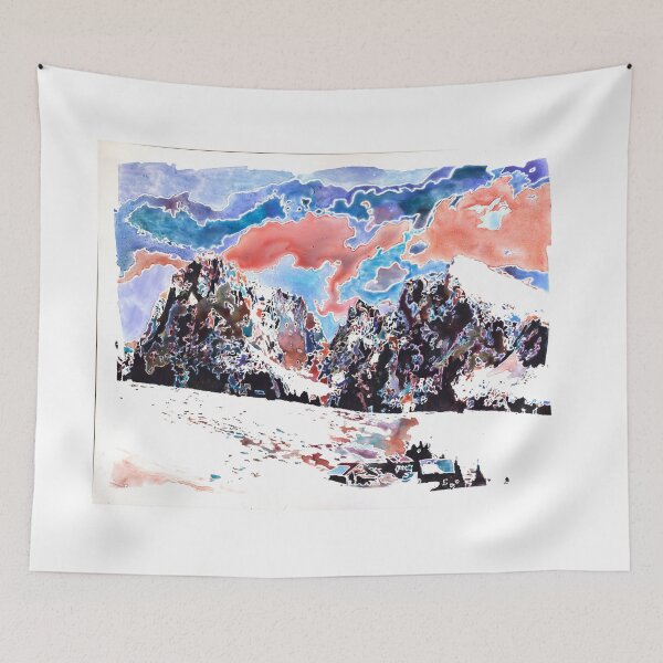 Item preview, Switzerland Alps snow scene watercolor painting designed and sold by rfoxphoto.