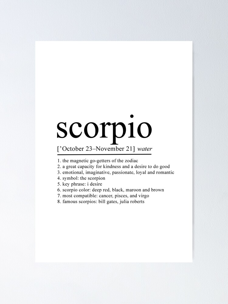 "Scorpio Definition Zodiac Sign gifts, Astrology gifts, Scorpio