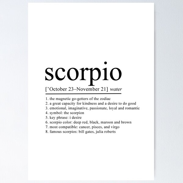 Scorpio Definition Zodiac Sign gifts Astrology gifts Scorpio